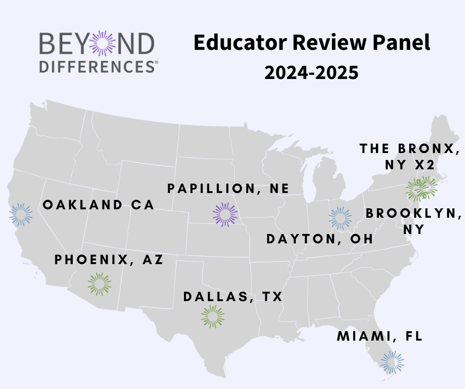 Image shows the map of locations for members of the Educator Review Panel for 2024= 2025